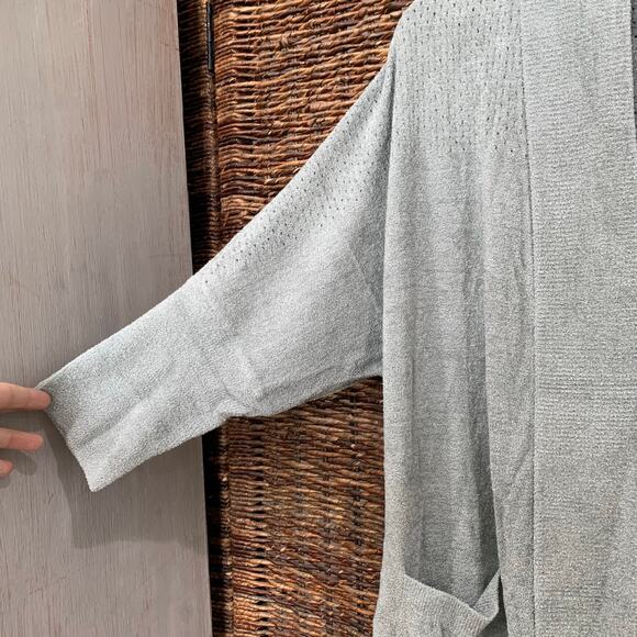 NWT Barefoot Dreams CozyChic Ultra Lite Pointelle Cardi sz L / XL Waterfall Sage - Picture 6 of 14